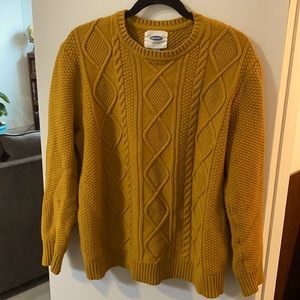 Cable knit mustard yellow sweater